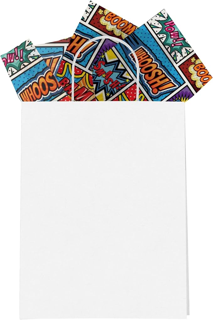 Pro Supply Global Superhero Comic Book Printed Tissue Paper for Boy's Gift Bags or Boxes and Wrapping - Bulk Decorative Art Tissue Paper for Packaging and Gifting | 24 Sheets 20" x 30"