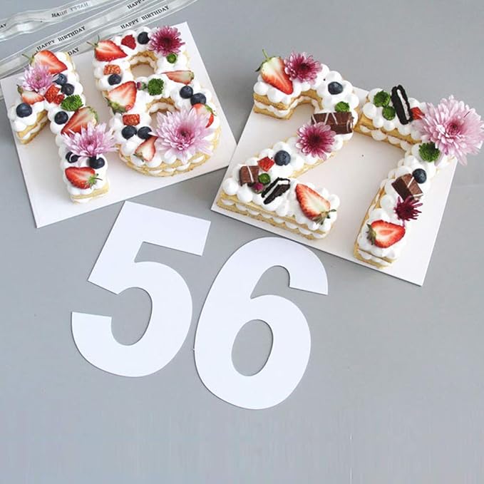 RAYNAG 0-8 Number Cake Stencils Flat Plastic Templates Cutting Number Mold 14 Inch Numerical Stencils for DIY Numbers Cakes/Cookies