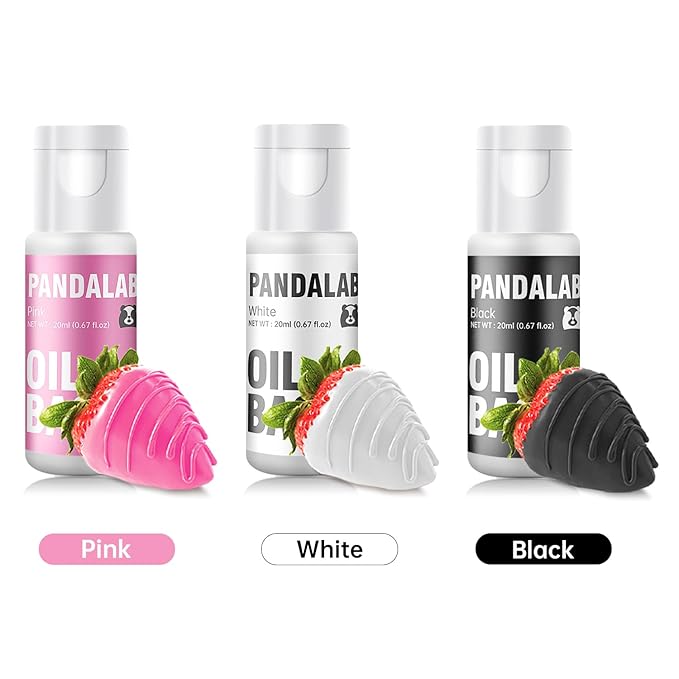 Oil Based Food Coloring for Chocolate - Pink Black White Edible Baking Food Dye for Chocolate, Candy Melts, Cakepops, Cakesicles, Fondant, Butter, Meringues, Donuts - 0.67 Fl.Oz Bottles