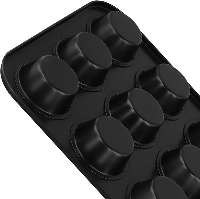 12 Cup Muffin Top Pan, 3 inch Nonstick Steel Baking Whoopie Pies Muffin Cupcake Pan for Eggs Bites, Cookies, Cupcakes, Black, 4 Pack