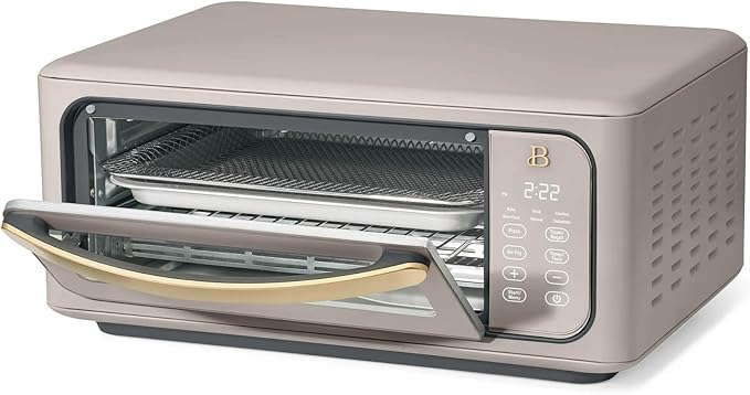 Beautiful Infrared Air Fryer Toaster Oven Kit – Special Edition Multi‑Function Countertop Oven with 10 Presets, Fast Heating & Accessories by Drew Barrymore (Porcini)