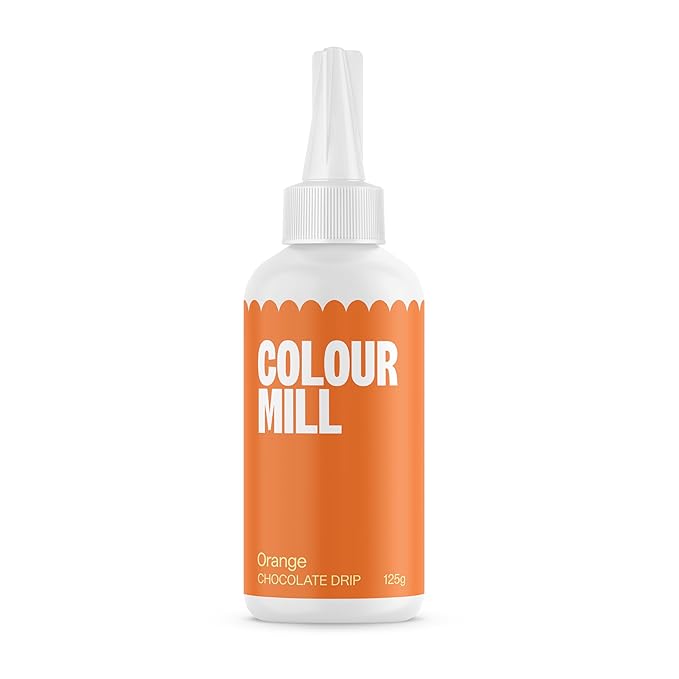 Colour Mill Chocolate Drip Easy-Melt Drizzle for Desserts, 125 Grams Orange