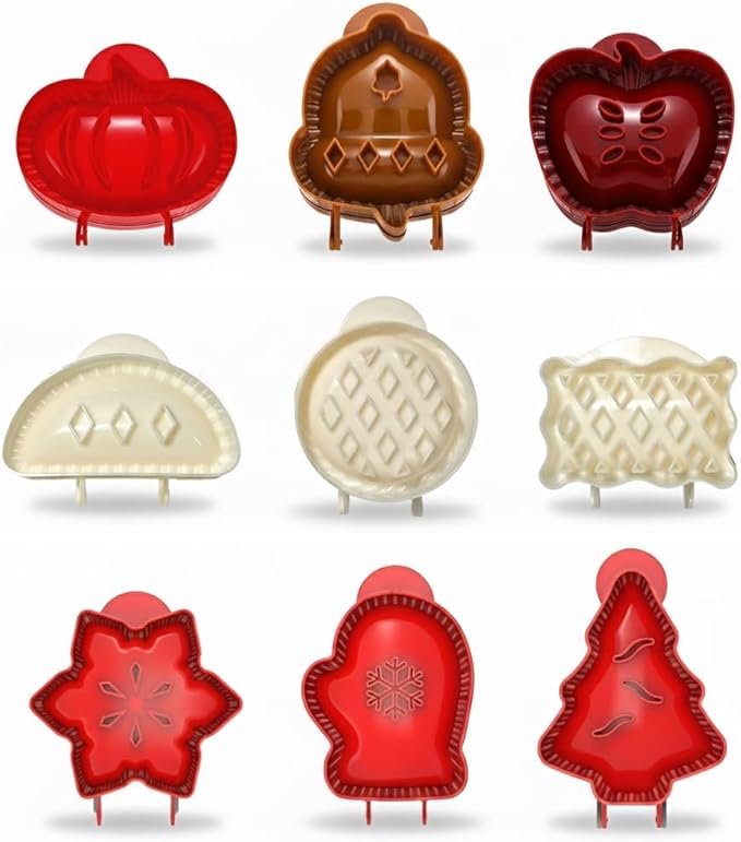 Christmas & Thanksgiving Pie Molds Set, Festive Shaped Pie Press Cutters for Mini Pies, Hand Pies, Empanadas – Non-Stick Baking Tools for Holiday Baking & Gifting (D 9PC)