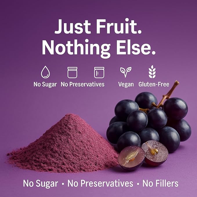 Confect Grapes Fruit Powder | Pure & Natural Fruit Powder for Smoothies, Baking, Beverages, Juices, Tea & DIY Recipes | Vegan, Gluten-Free, No Added Sugar – 3.5 OZ