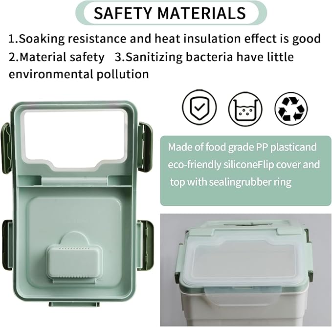 YXQ 25LB Large Flour Storage Container Bin,Green Airtight Plastic with Wheels Seal Locking Lid Dispenser Organizer Storage Bin with Measuring Cup & Scoop for Flour, Rice, Grain，Set of 4