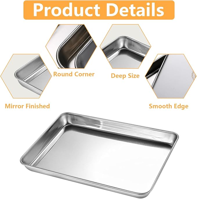 20-Piece Baking Sheet Set - Stainless Steel Pans, 10 x 8 x 1 Inch Oven & Dishwasher Safe