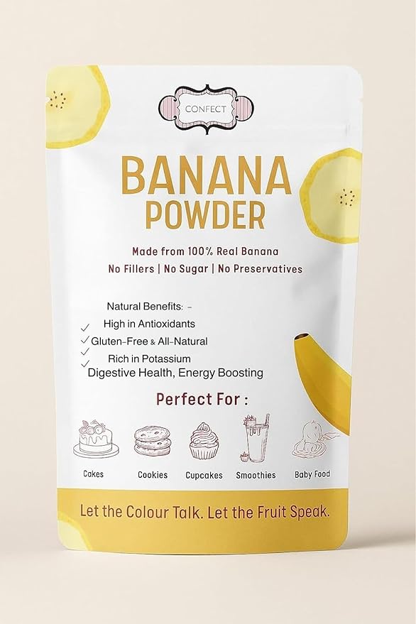 Confect Banana Powder | Pure & Natural Fruit Powder for Smoothies, Baking, Beverages, Juices, Tea & DIY Recipes | Vegan, Gluten-Free, No Added Sugar – 5 OZ