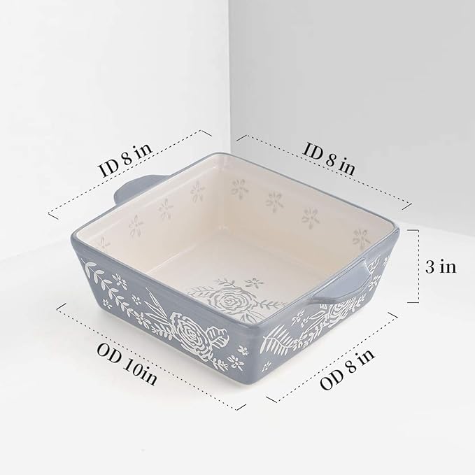 Wisenvoy Baking Dish 8x8 Baking Pan Brownie Pan Casserole Dish Hand-Painted Casserole Dishes For Oven Lasagna Pan