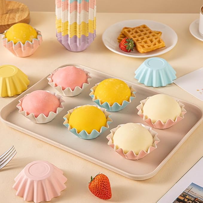 100 PCS Baking Cups Cupcake Liner, Brioche Paper Cup Standard Muffin Wrappers Greaseproof Coated Paper for Wedding Birthday Holiday Party or Baby Shower (Purple)