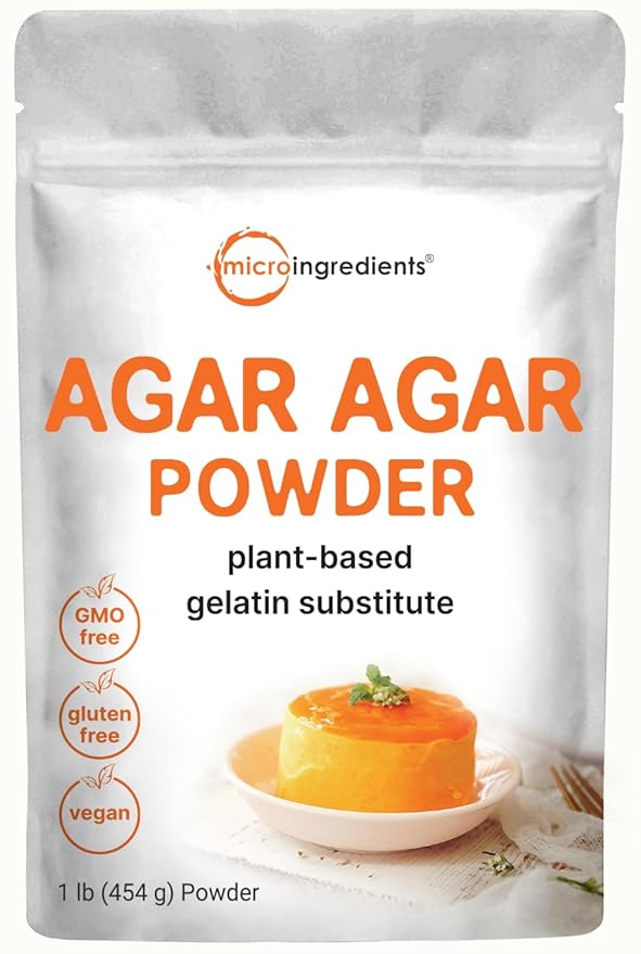 Agar Agar Powder, 1lb (16oz) | Planted-Based Source from Red Algae | Unflavored Thickening Agent for Cooking & Baking | Vegan Substitute for Beef Gelatin | Non-GMO, Vegan Friendly