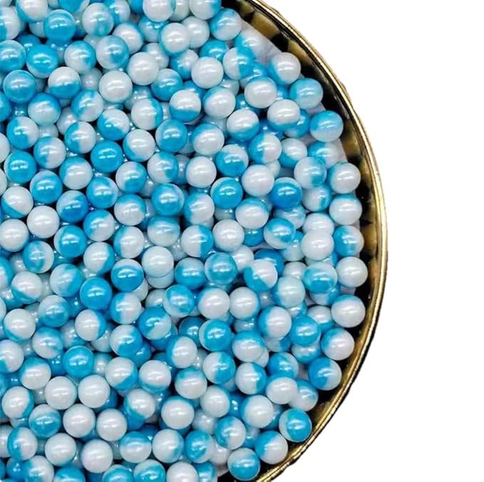 White Blue Edible Pearl Sprinkles, Christmas Cake sprinkles, Cookie sprinkles,Sugar Pearl, Edible Candy Pearls 7mm 130g 4.6OZ for Cake Cupcake Decorationg (Blue+White)