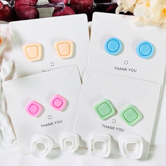 Polymer Clay Cutters Geometric Stud Earring Set – 4 Pairs Modern Clay Cutters for Polymer Clay Jewelry, Clay Tools and Molds for DIY Earrings