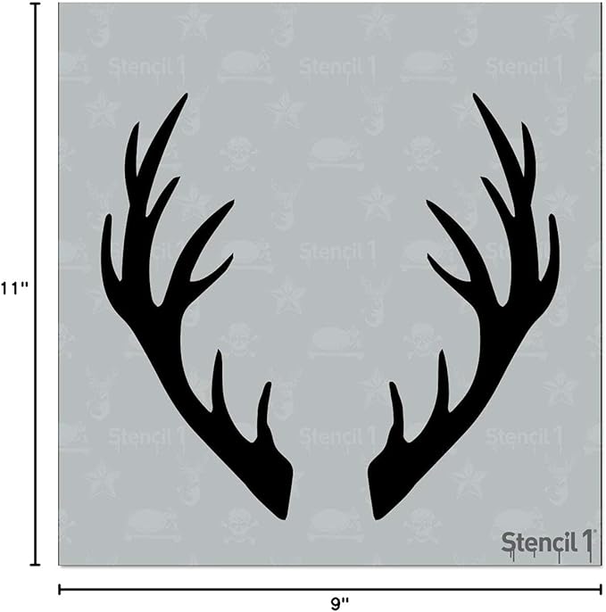 Stencil1 Deer Antlers Stencil – Reusable Winter Template for DIY Crafts, Holiday Decor, Painting on Wood, Fabric, Cards & More - 5.75" x 6"