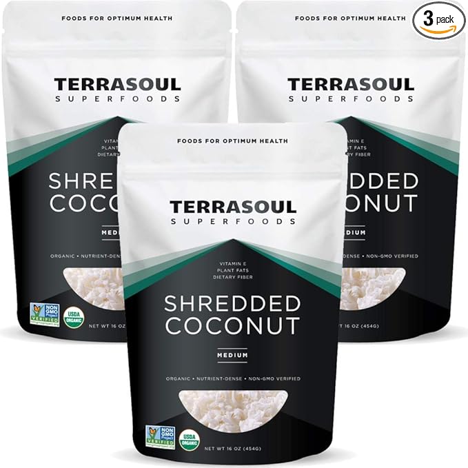 Terrasoul Superfoods Organic Coconut Flakes, 3 Lbs (3 Pack) - Medium Flakes | Unsweetened | Perfect for Baking