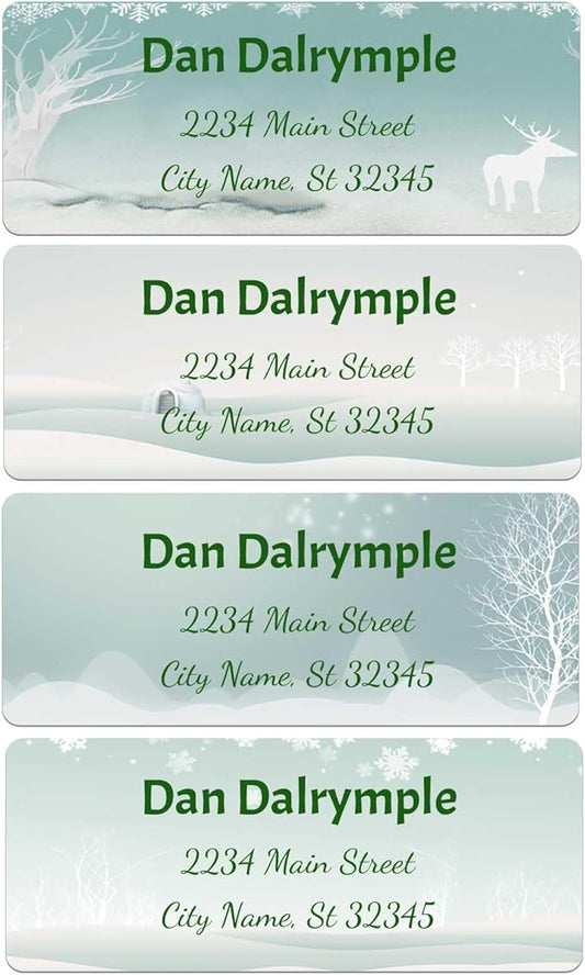Personalized Address Labels mailing Labels Stickers Personalized Christmas Stickers 150pcs in Paper, Vinyl, Kraft Paper, Clear Material 0.75inchx2.5inch (Style 6)