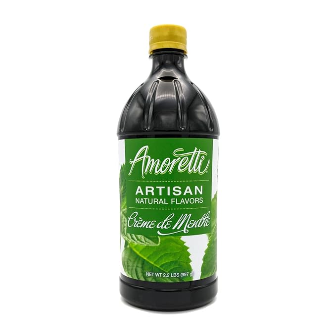 Amoretti - Natural Creme De Menthe Artisan Flavor Paste, 8 oz, Perfect For Ice Cream, Beverages, Cakes, and more, Preservative Free, Vegan, Gluten Free, No Artificial Sweeteners, Highly Concentrated