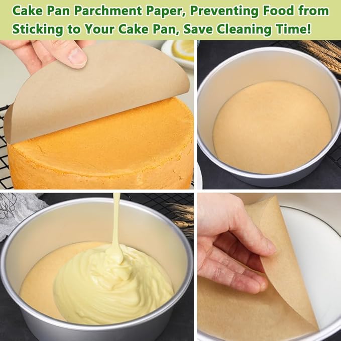 BYKITCHEN 6 Inch Parchment Paper Rounds, Set of 200, Hamburger Patty Paper/Burger Press Paper, Non Stick Small Pre-cut Round Parchment Paper for Cake Pan, Springform Pan, Burger Patty Maker and More