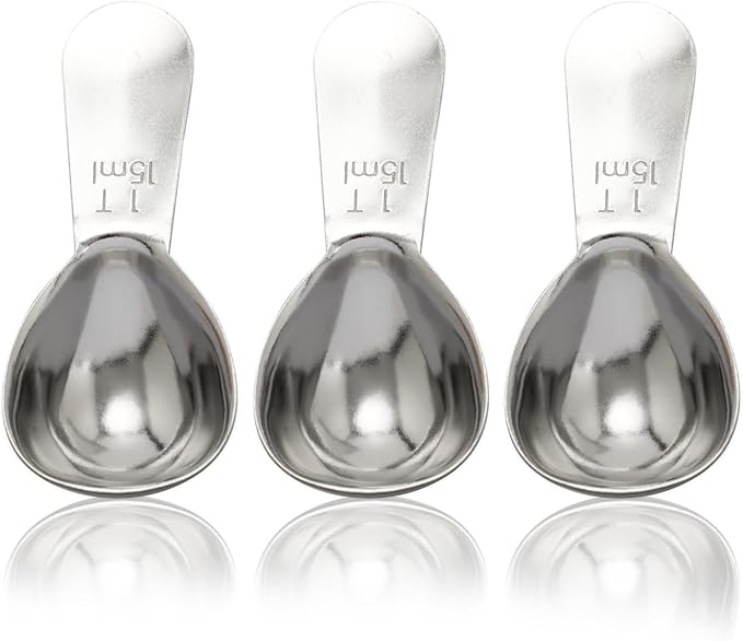 3pcs Stainless Steel Coffee Scoop Set, 15ml Tablespoon Measuring Spoons for Coffee, Tea, Sugar, Spices - Short Handle Design, Durable & Rust-Free
