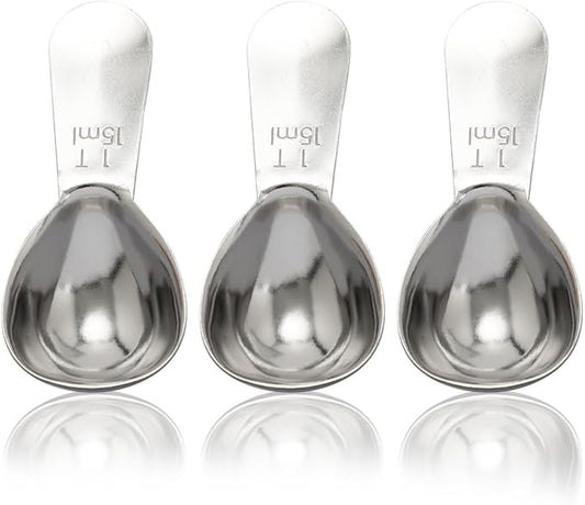 3pcs Stainless Steel Coffee Scoop Set, 15ml Tablespoon Measuring Spoons for Coffee, Tea, Sugar, Spices - Short Handle Design, Durable & Rust-Free