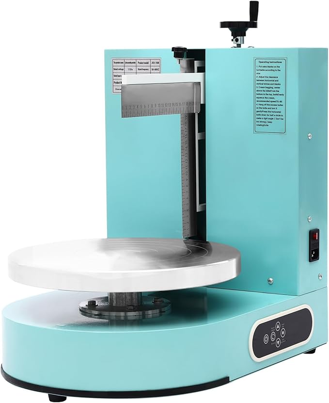 Cake Decorating Machine, 200W Automatic Cake Cream Spreading Machine for 4-12 Inch Cake Icing Machine, Adjustable Scrapers,Low Noise Cake Frosting Machine, for Cake Shops, Dessert Shops (Green)