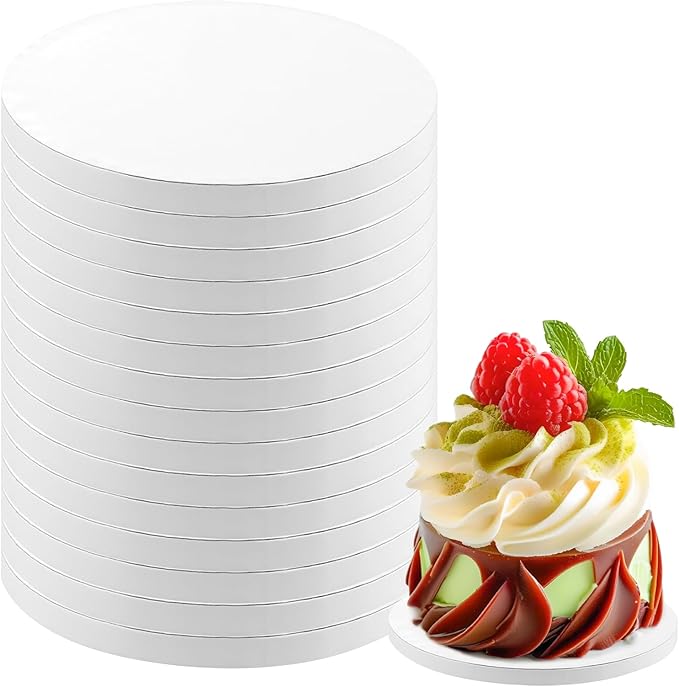 15 Pack Cake Boards 6 Inch Round Cake Drum White 1/2” Thick Cake Drums Corrugated Cardboard Cake Base for Multi-Layer Cakes Sturdy Cake Decorating Supplies