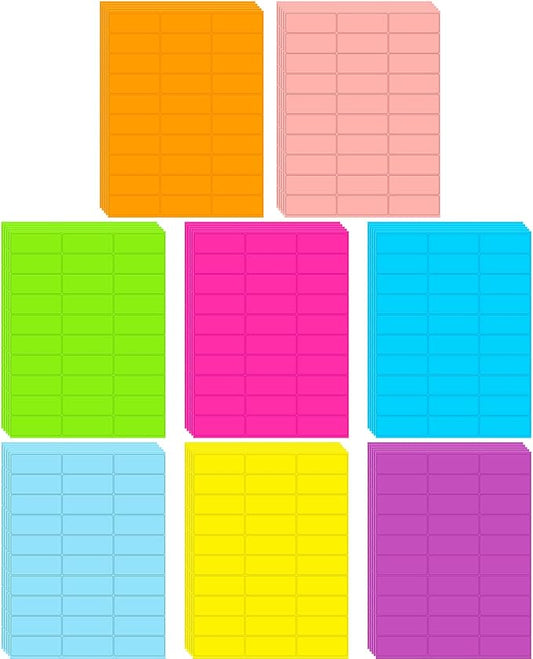 Zhanmai 1200 Pieces Assorted Fluorescent Address Labels Neon Fluorescent Colored Labels Printable Address Stickers for Return Mailing Shipping Coding Message(1 x 2.63 Inch)