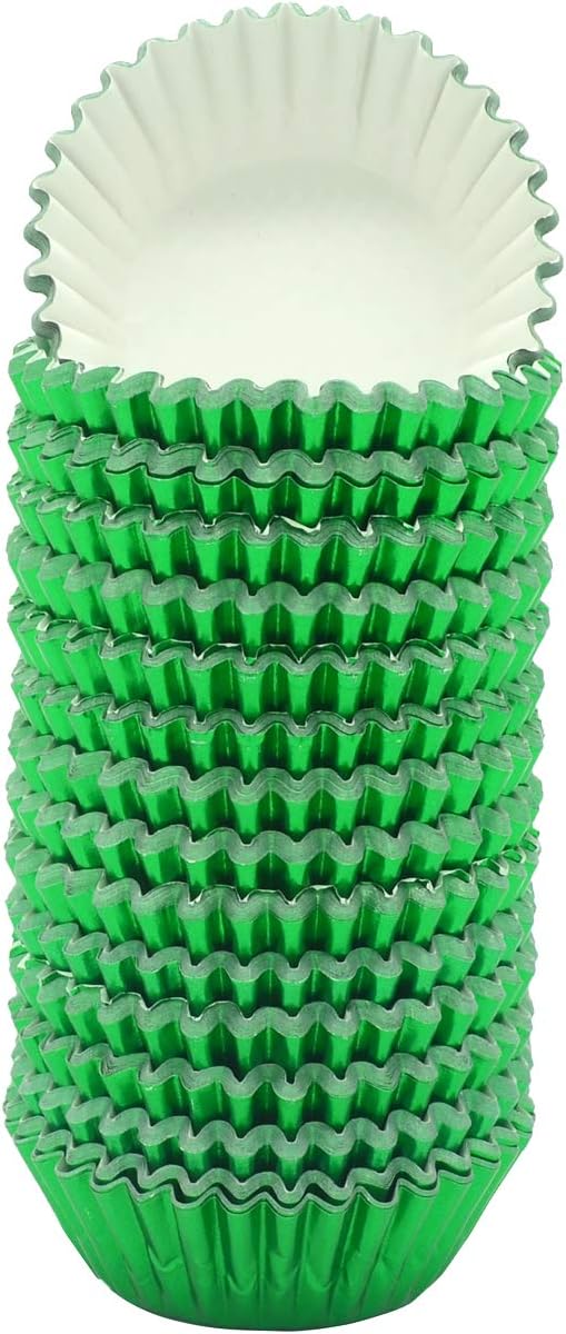 Mini Green Foil Cupcake Liners Muffin Baking Cups for Party and More, 300-Count