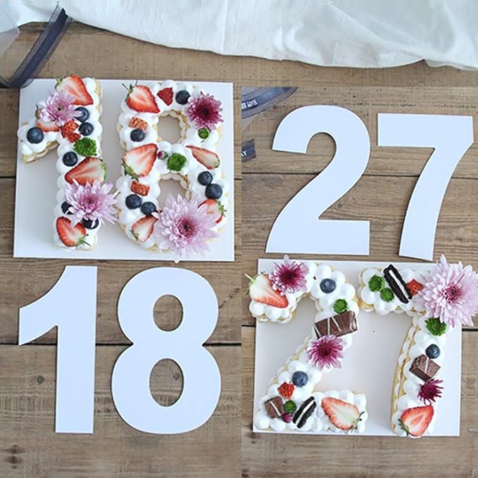 RAYNAG 0-8 Number Cake Stencils Flat Plastic Templates Cutting Number Mold 16 Inch Numerical Stencils for DIY Numbers Cakes/Cookies
