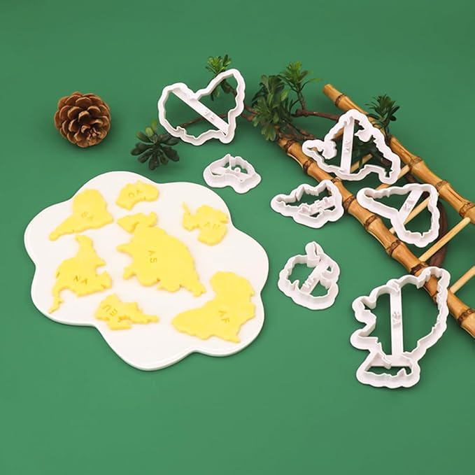 7 PACK World Map Shape Cookie Cutters, Cake Decorating Stencil, Seven Continents Shape Cookie Cutter Set, for Cake, Cookies, Cupcakes, Fondant, Pastry