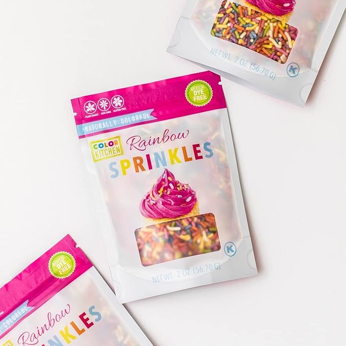 Color Kitchen Rainbow Sprinkles Natural Ingredients Baking Cake Decorations, Ice Cream, Cookie, Artificial Dye-free, Plant-Based Colors, Gluten-Free, Non-GMO, No Hydrogenated Oils, Soy-Free, Kosher, 3 OZ