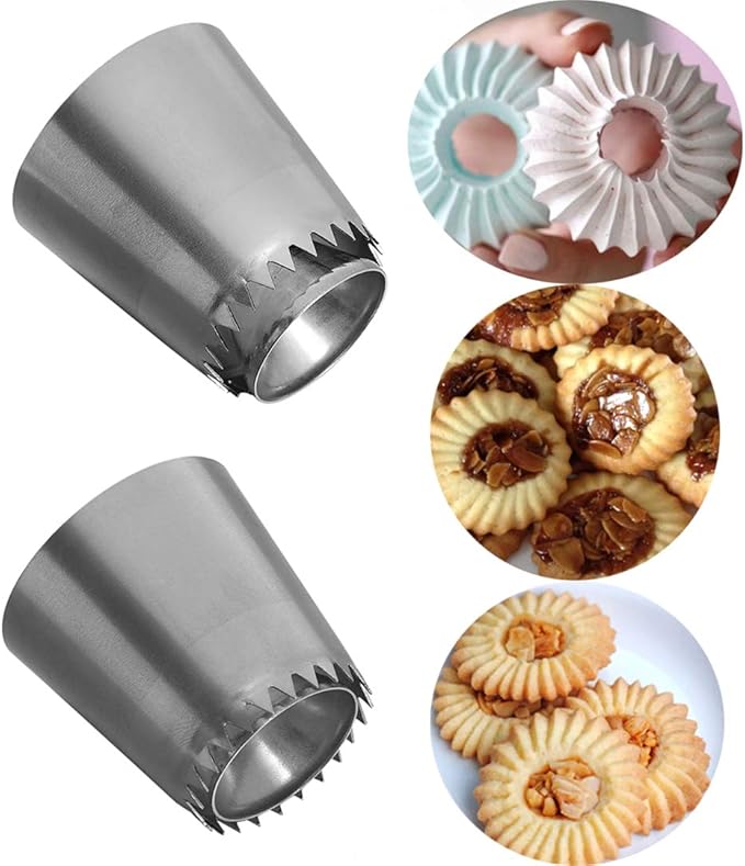 FantasyDay Cake Decorating Set, 2 Pieces Stainless Steel Icing Piping Nozzles Tips Kit with Reusable Piping Bag - Christmas Birthdays Anniversary Wedding Cakes Cookies Dessert Pastry DIY Making Tools