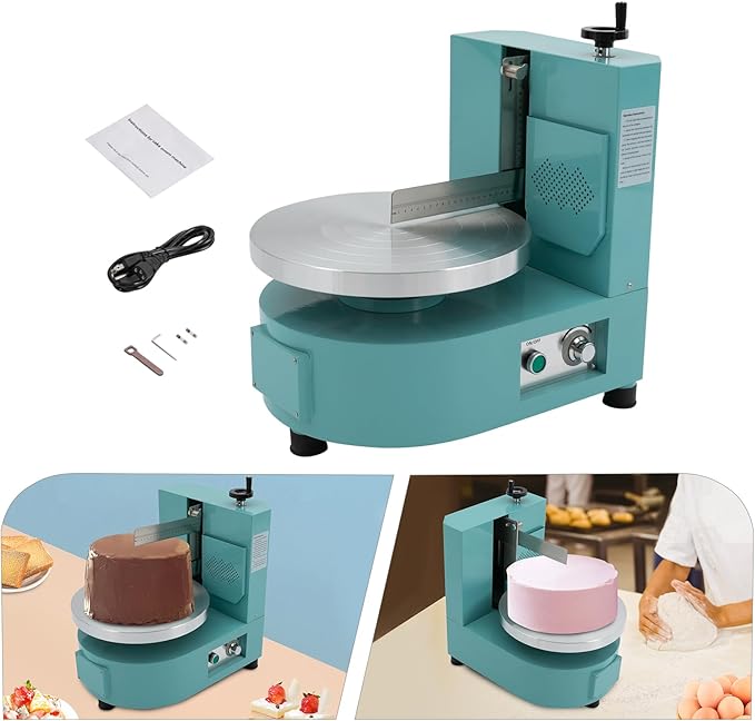 Cake Decorating Coating Machine, 80W Auto Cream Spreading Machine, Cake Cream Smooth Coating Decoration Machines with Adjustable Speed for 4-12 Inch Cakes Dessert Shops (Blue)