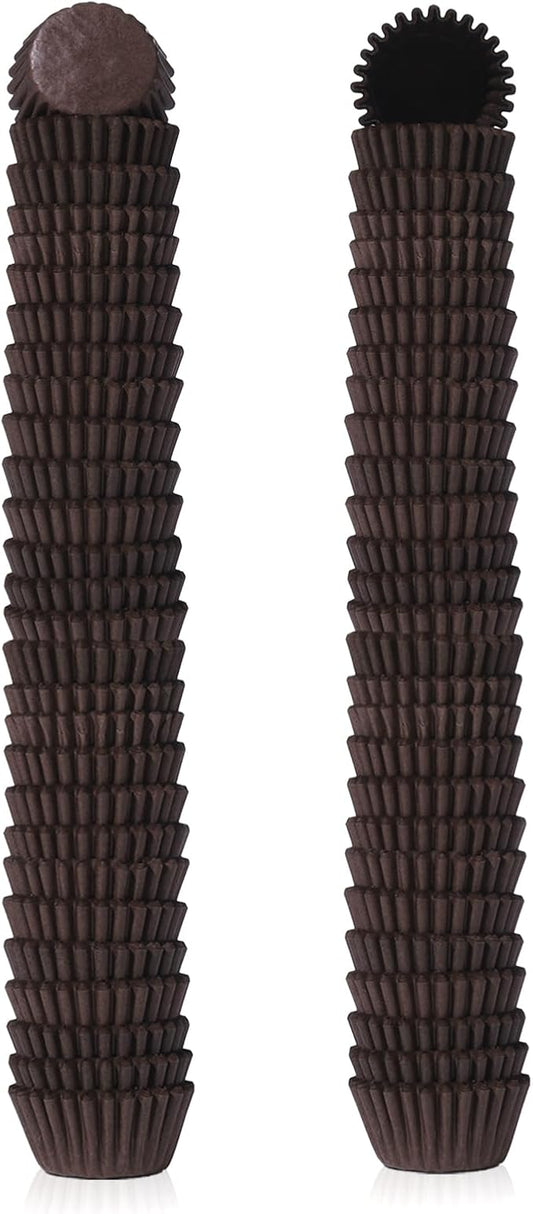 1000pcs Super Mini Cupcake Liners Small Muffin Liners 1inch Candy Paper Cups Cupcake Wrapper Baking Cups for Baby Shower Wedding Birthday Party Decor, Brown