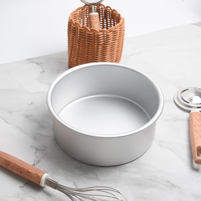 7 inch round cake pans,Cake tins perfect for baking bread, cheesecake, cakes more - durable aluminum molds for circle cake pan (7×3 round Cake Pan)