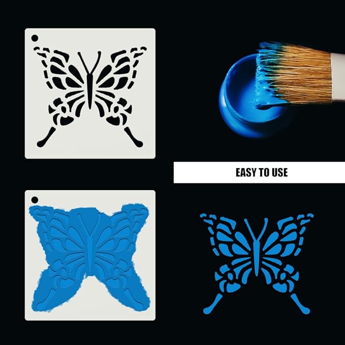 36Pcs Stencils for Painting, 3 Inch Reusable Small Stencil Flower Plant Animal DIY Craft for Rock, Walls, Canvas, Drawing, Art Scrapbook Home Decor.