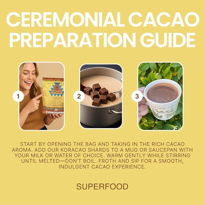 KORACAO Sustainably Harvested Cacao | Ideal Superfood for Everyday Bliss | Ceremonial Grade Cacao | Enhance Your Spiritual Journey with Ancient Superfood Delight - 1 Pound