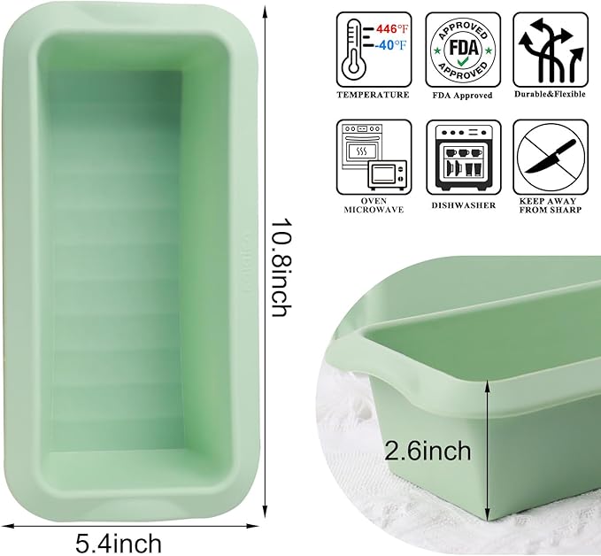 QELEG Silicone Bread Loaf Pans (2 Pack) - Nonstick Silicone Baking Mold for Homemade Bread, Brownies and Pound Cakes QLG0112-10.8x5.4x2.6 inch