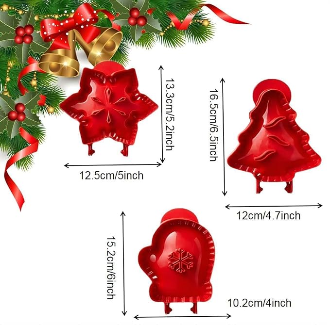 3-Piece Silicone Dough Presser Pocket Pie Molds, Variety Pack: Apple, Pumpkin, Acorn (Christmas Themed)