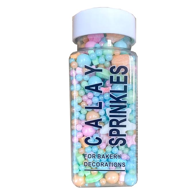 Sentovac Colorful Mermaid Sprinkle Edible Decorating Ocean Sprinkles for Cake Cupcake Topper Cookie Baking Decorations Starfish Shell Pearl Mermaid Candy Mix Mermaid Party Birthday Cake Decorations