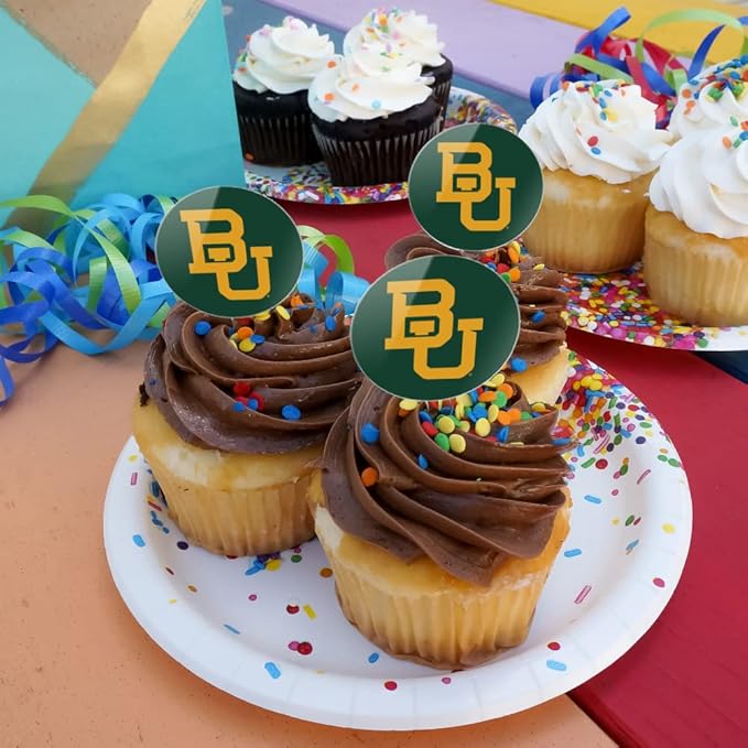 Baylor University Primary Logo Cupcake Picks Toppers Decoration Set of 6
