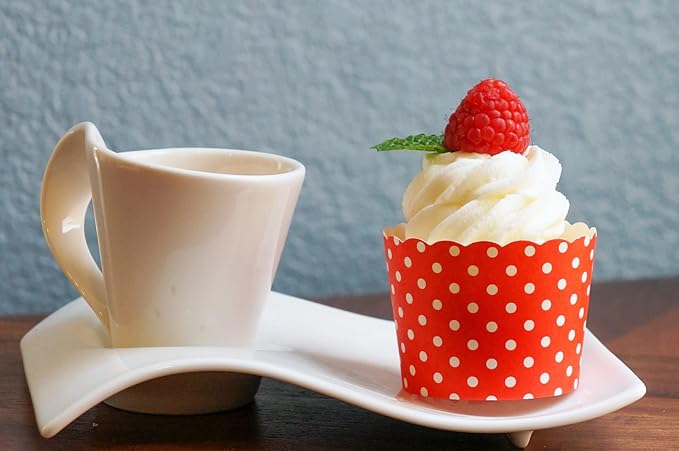 Paper Baking Cups (Polka Dots), Greaseproof Disposable Cupcake Liners (Red, Large Cups (50-Pack))