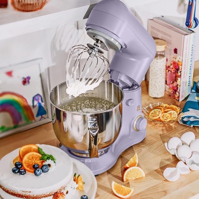Beautiful 5.3QT 300W Stand Mixer with 12 Speeds, Tilt-Head, Splash Guard & Dishwasher-Safe Accessories, Soft Matte Finish – Mixes Up to 9 Dozen Cookies, Includes Dough Hook & Whisk (Lavender)