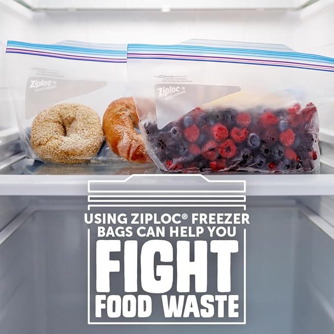 Ziploc Half Gallon Food Storage Freezer Bags, Grip 'n Seal Technology for Easier Grip, Open, and Close, 40 Bags Total