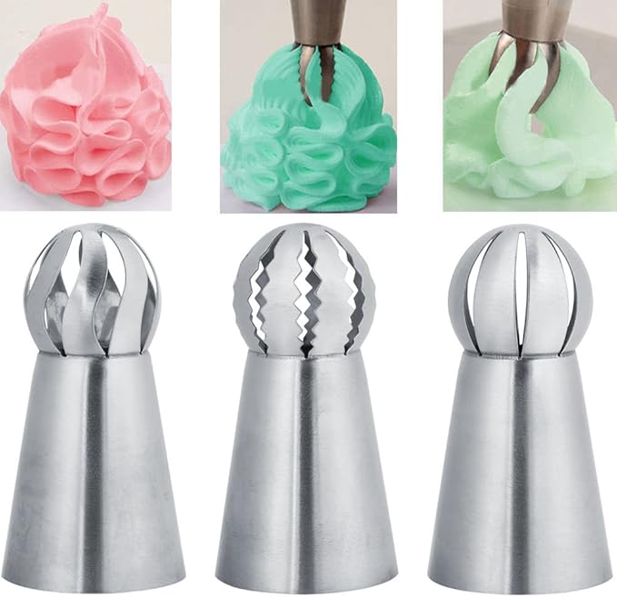 Cake Nozzle, 3Pcs/Set Russian Flower Icing Piping Nozzles Tips Cake Decoration Pastry Cupcake Baking Tools For Pastry Decorating Tips Cupcake Buttercream Decorator