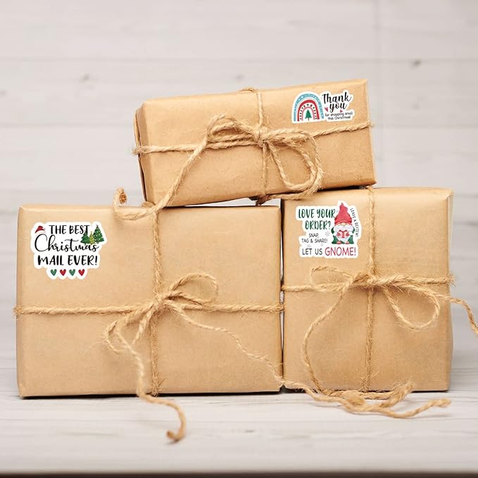 Wailozco 200 PCS The Best Christmas Mail Ever Stickers,Cute Small Business Envelopes Stickers for Business Packages/Handmade Goods/Bags,Christmas Theme Small Shop Business Stickers for Envelopes Seal