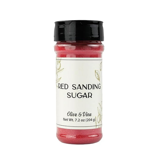 Olive & Vine Red Sanding Sugar, Sweet Finish, For Baking & Decorating, Rich Tradition, Authentic Taste, For Global Recipes (7.2 Ounce)