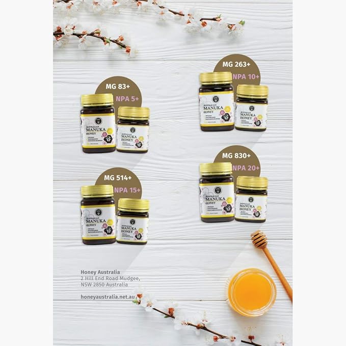 Honey Australia Manuka Honey MGO 83+ | 17.6 oz | Raw, Organic, Pure Honey for Cooking, Baking, Marinades & Wellness | Natural Sweetener & Daily Health Boost | Rich in Nutrients & Flavor