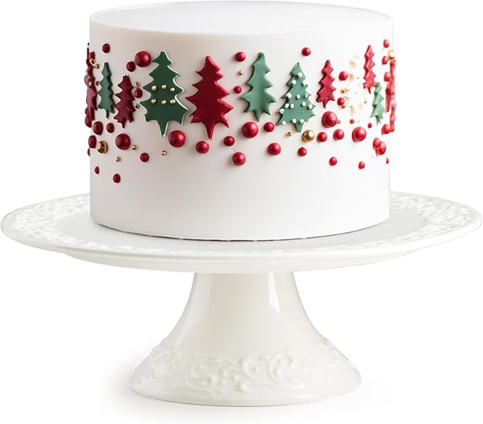 White Cake Stand for Small Cakes Under 8 Inch, Porcelain Cake Stand Plate for Party, Christmas Mini Dessert Stand for Baby Shower, Birthday, Home Decorating Stand
