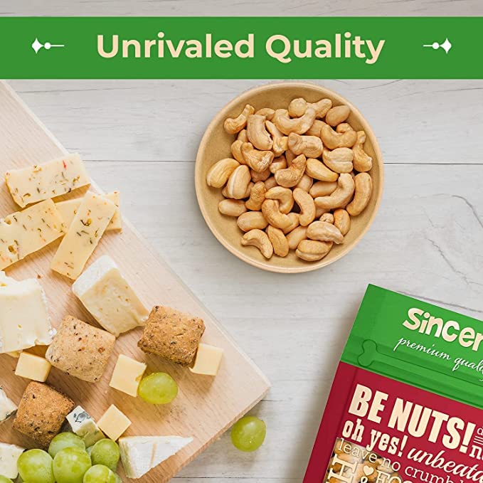 Sincerely Nuts – Whole Cashews Roasted and Salted | One Lb. Bag | Deluxe Kosher Snack Food | Healthy Source of Protein, Vitamin & Mineral Nutritional Content | Gourmet Quality Vegan Cashew Nut