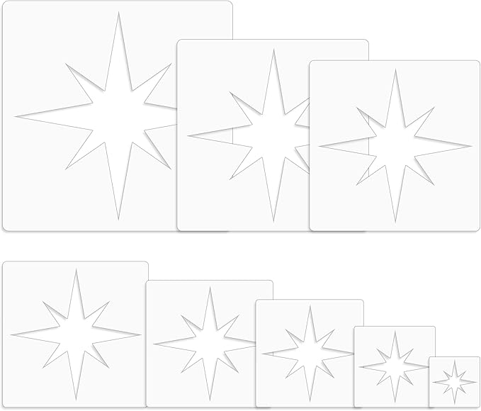 Star Template - 8 Reusable Pentagram Stencils for Painting & Drawing